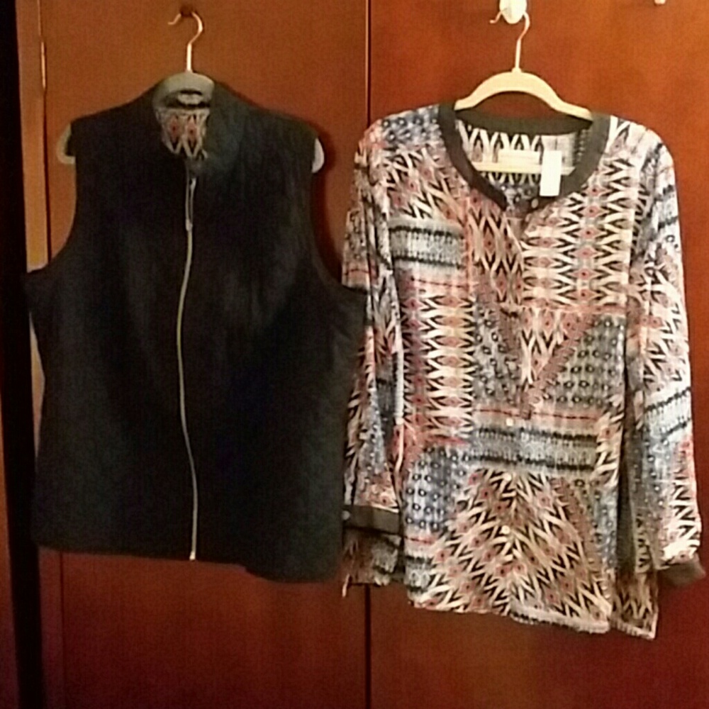 Matching shirt and quilted vest.